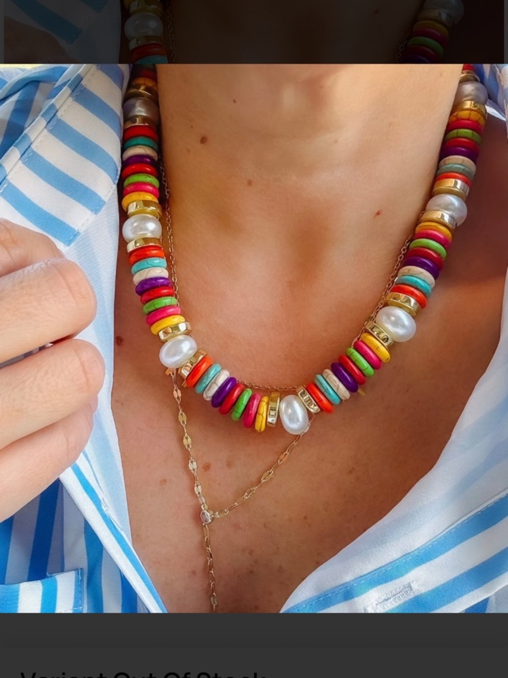 NWT Treasure Jewels Oh Joy Multicolor Beaded Necklace with Gold Accents